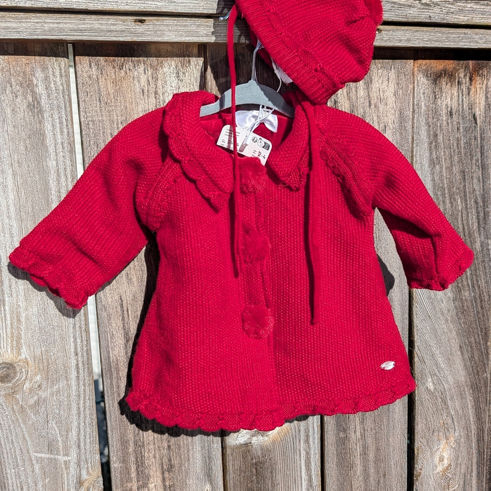 Mayoral Cherry Knit Baby Pram Coat and Hat Set